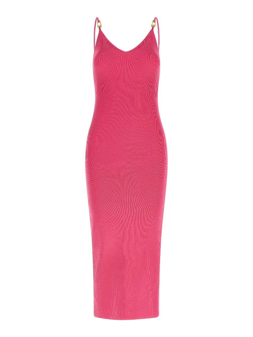 Fuchsia Viscose Midi Dress