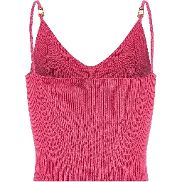 Fuchsia Viscose Sleeveles T-Shirt