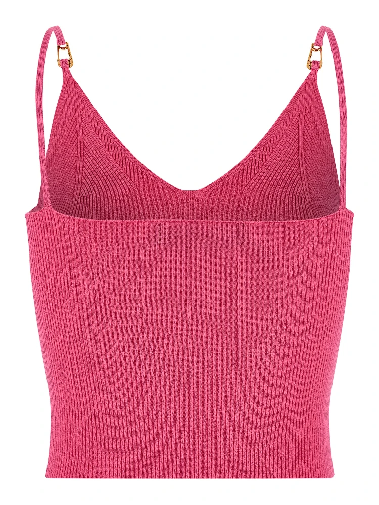 Fuchsia Viscose Sleeveles T-Shirt alternative