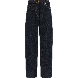 Blue Cotton High-Waisted Jean