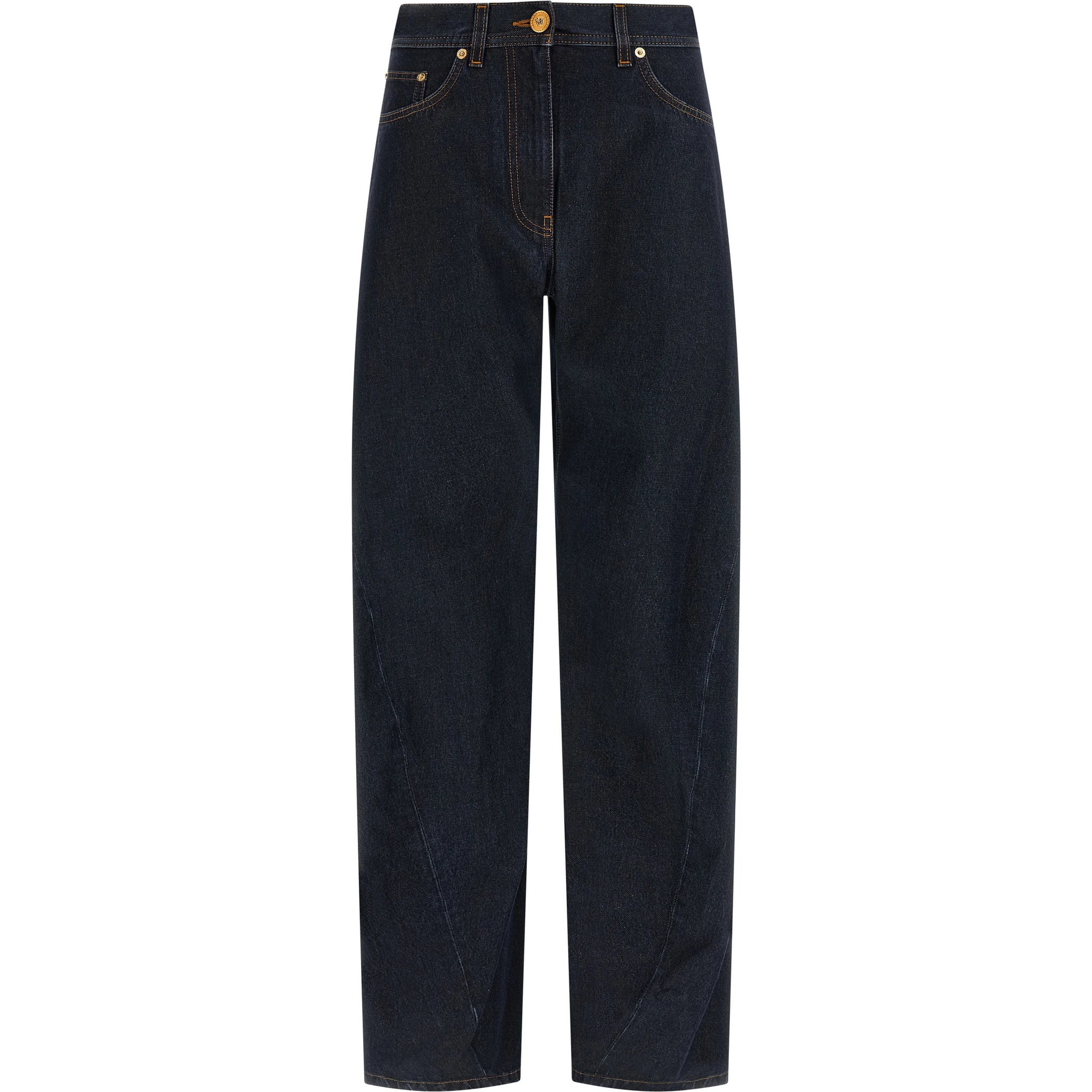 Blue Cotton High-Waisted Jean