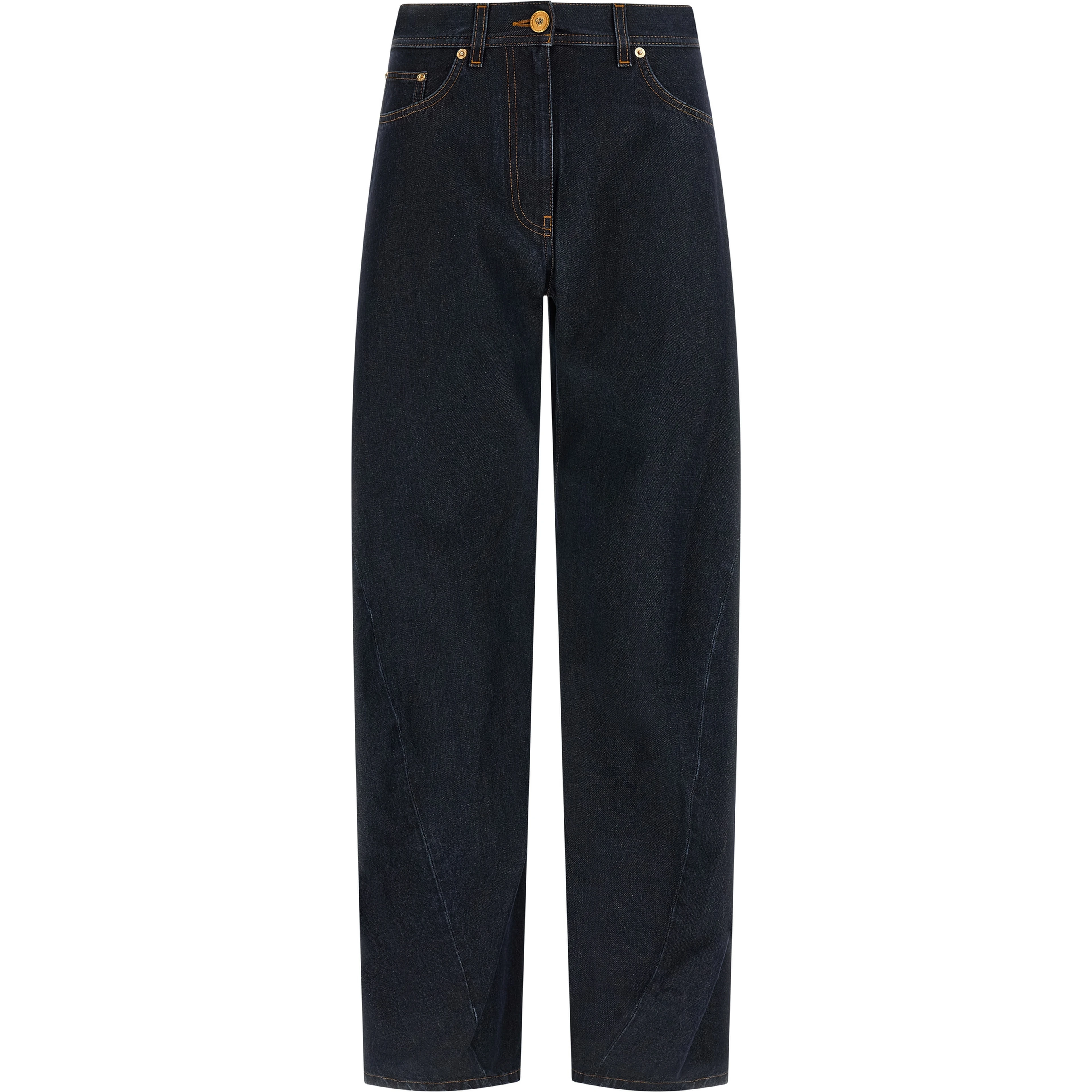 Blue Cotton High-Waisted Jean