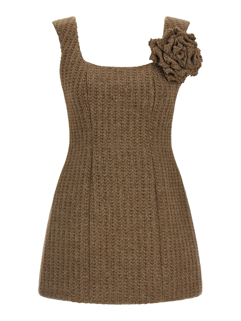 Brown Marabou Short Dress