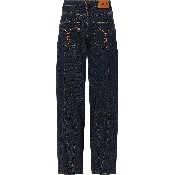 Blue Cotton High-Waisted Jean