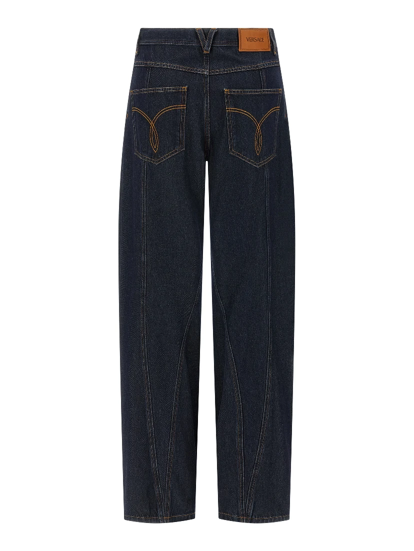 Blue Cotton High-Waisted Jean