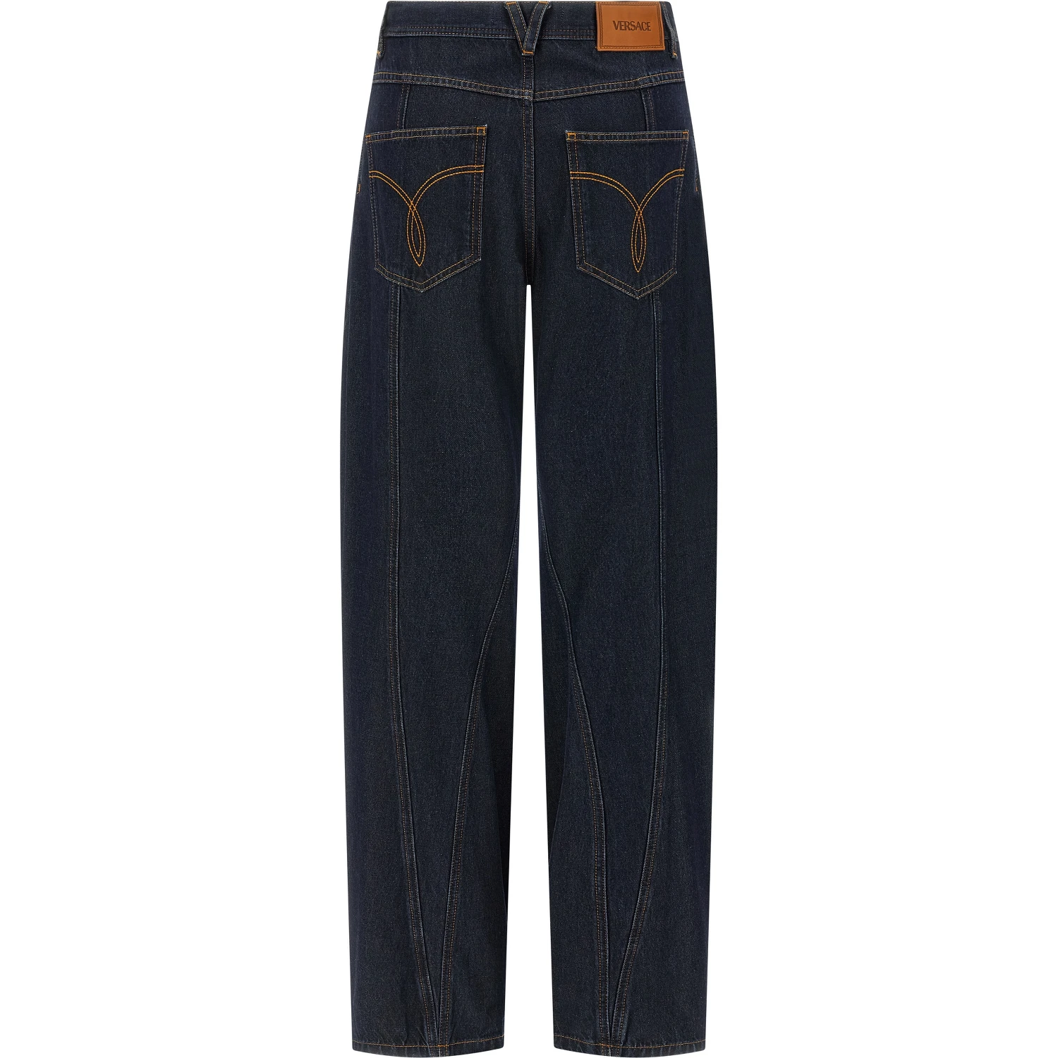 Blue Cotton High-Waisted Jean