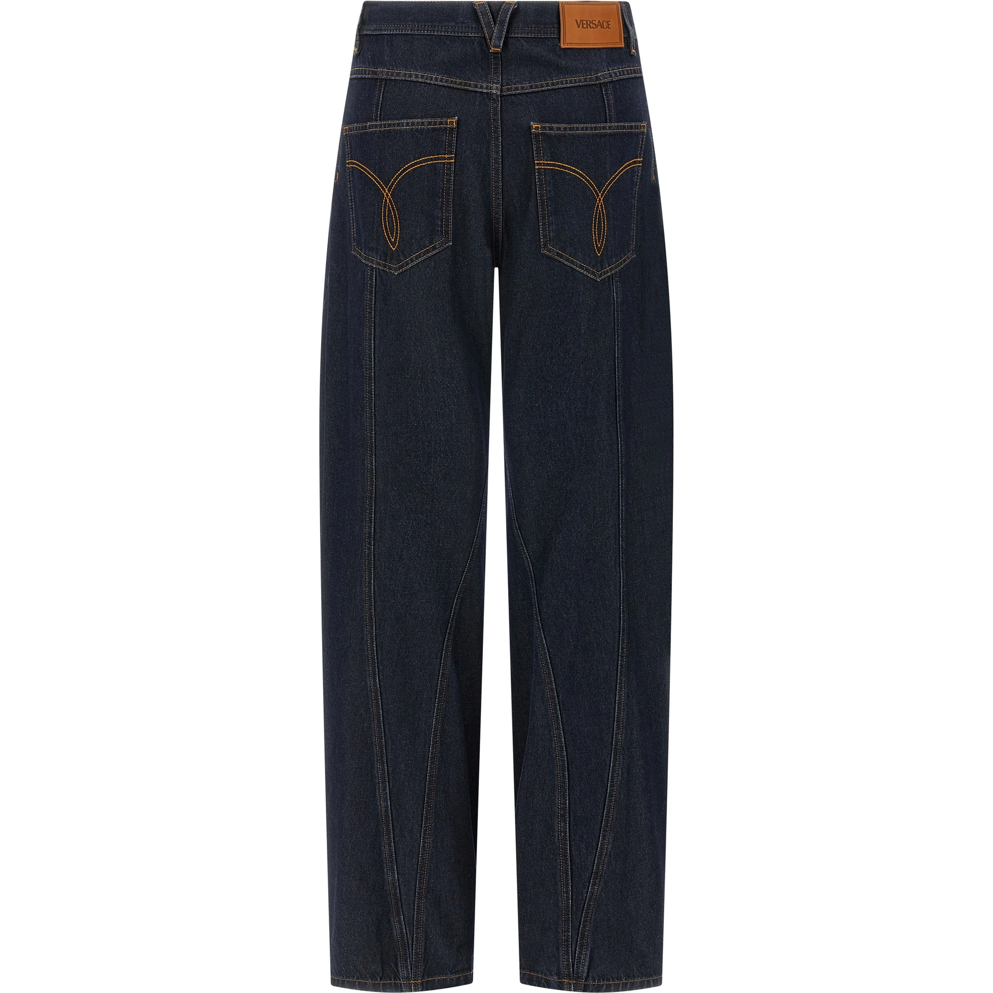 Blue Cotton High-Waisted Jean