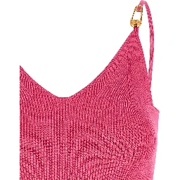 Fuchsia Viscose Sleeveles T-Shirt