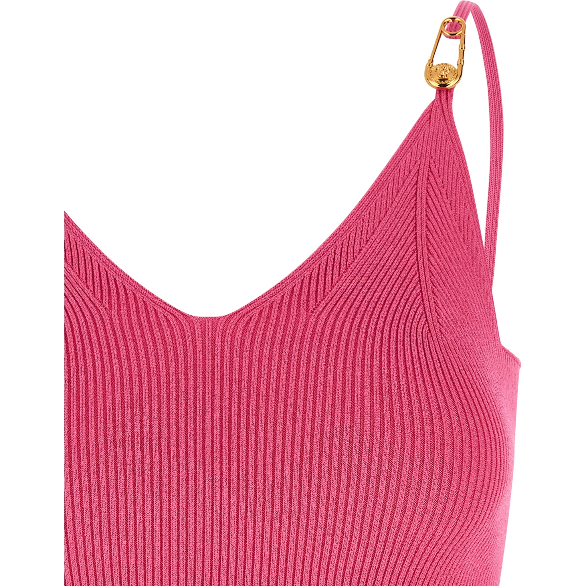 Fuchsia Viscose Sleeveles T-Shirt