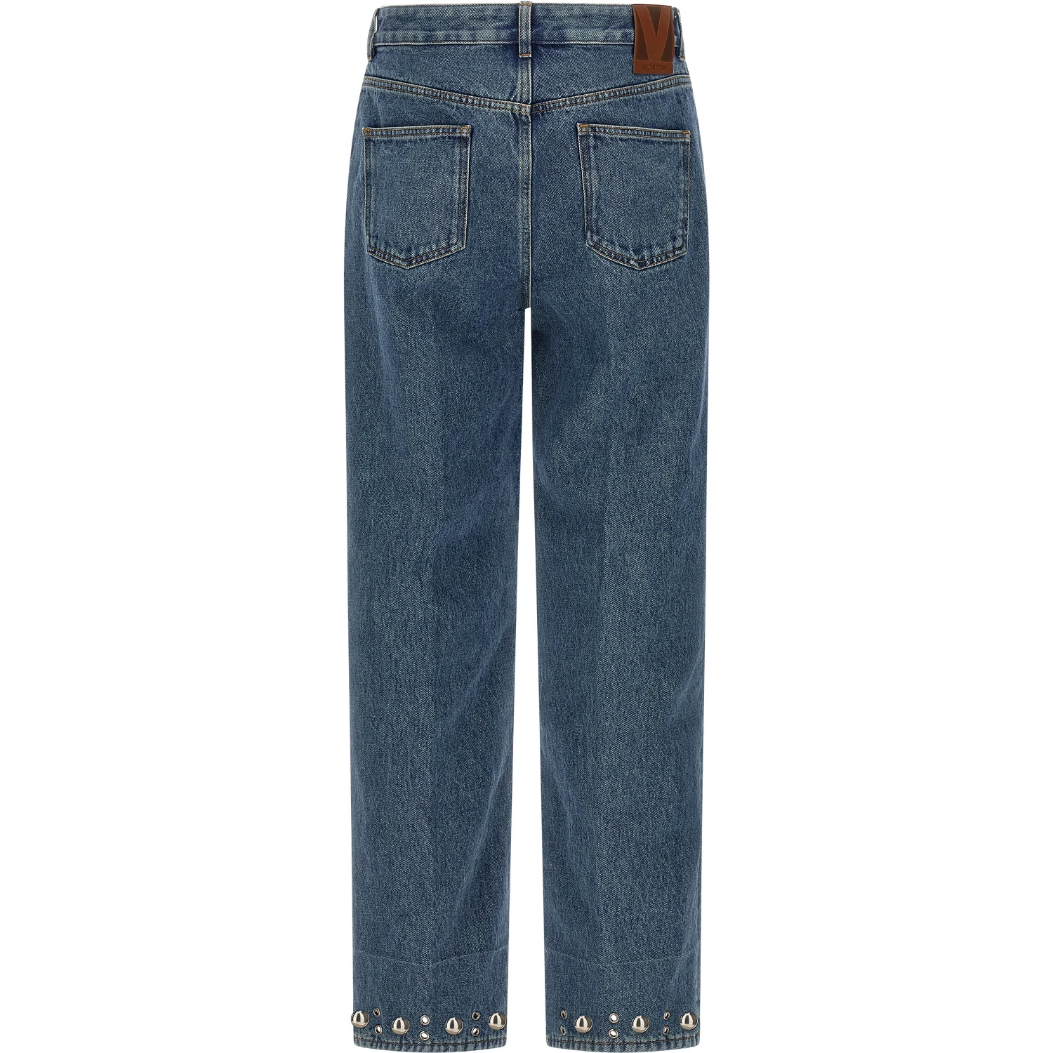 Blue Cotton Straight-Leg Jeans
