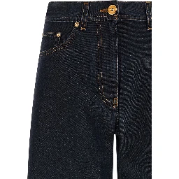 Blue Cotton High-Waisted Jean