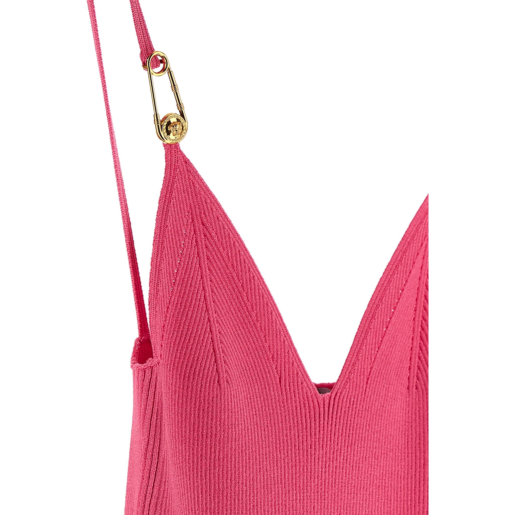 Fuchsia Viscose Midi Dress