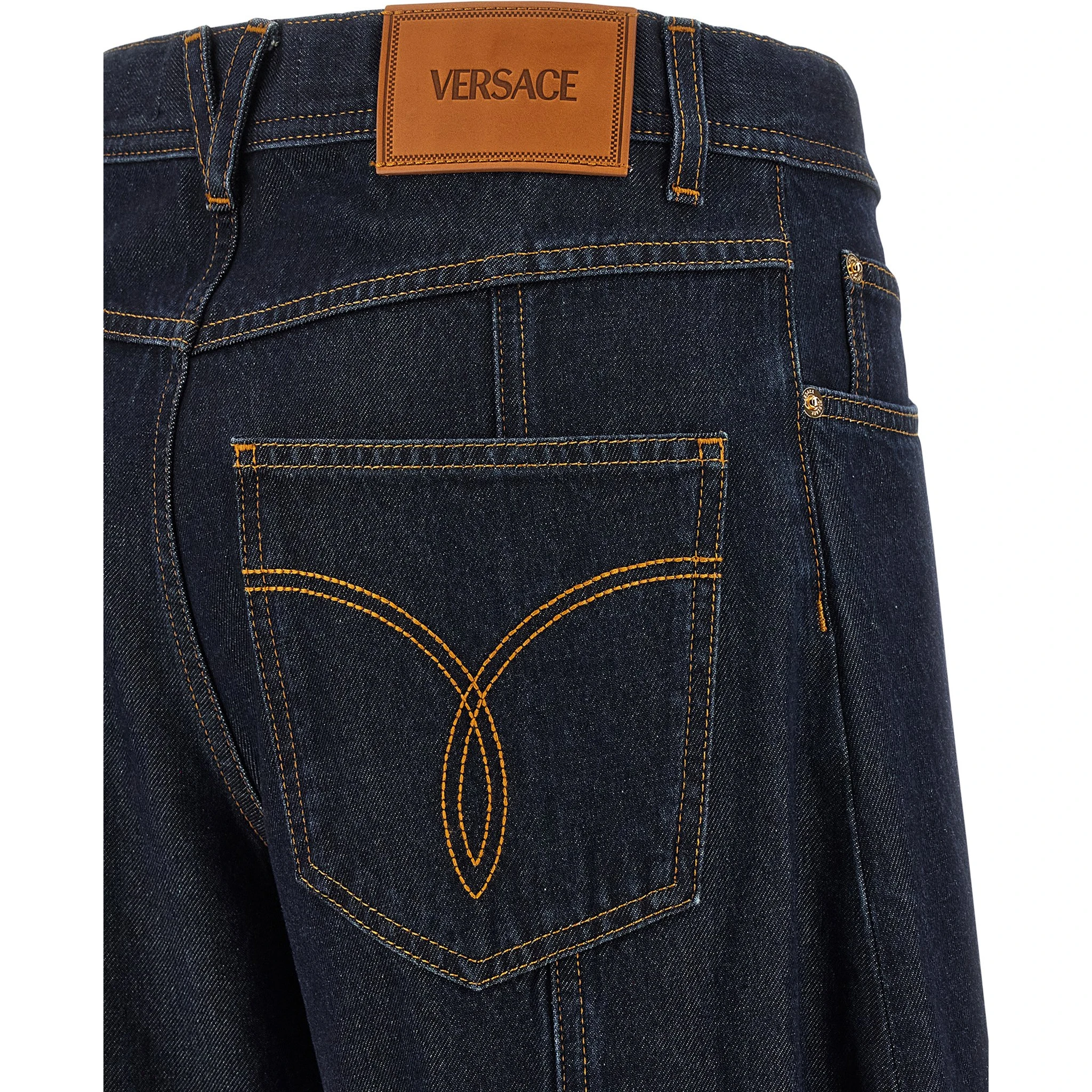 Blue Cotton High-Waisted Jean