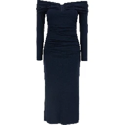 Blue Marabou Midi Dress