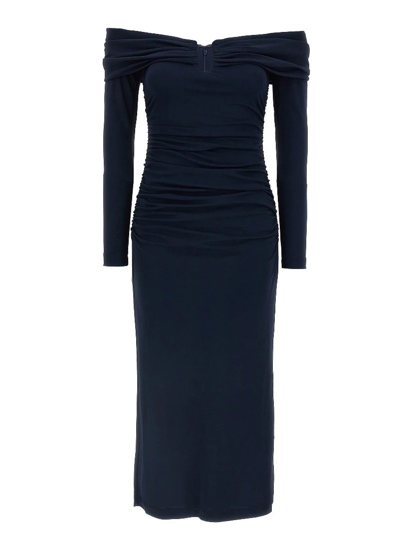 Blue Marabou Midi Dress