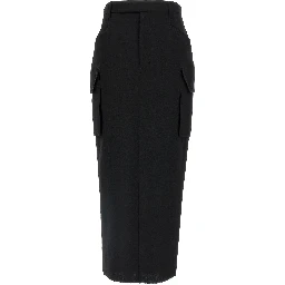 Black Wool Midi Skirt