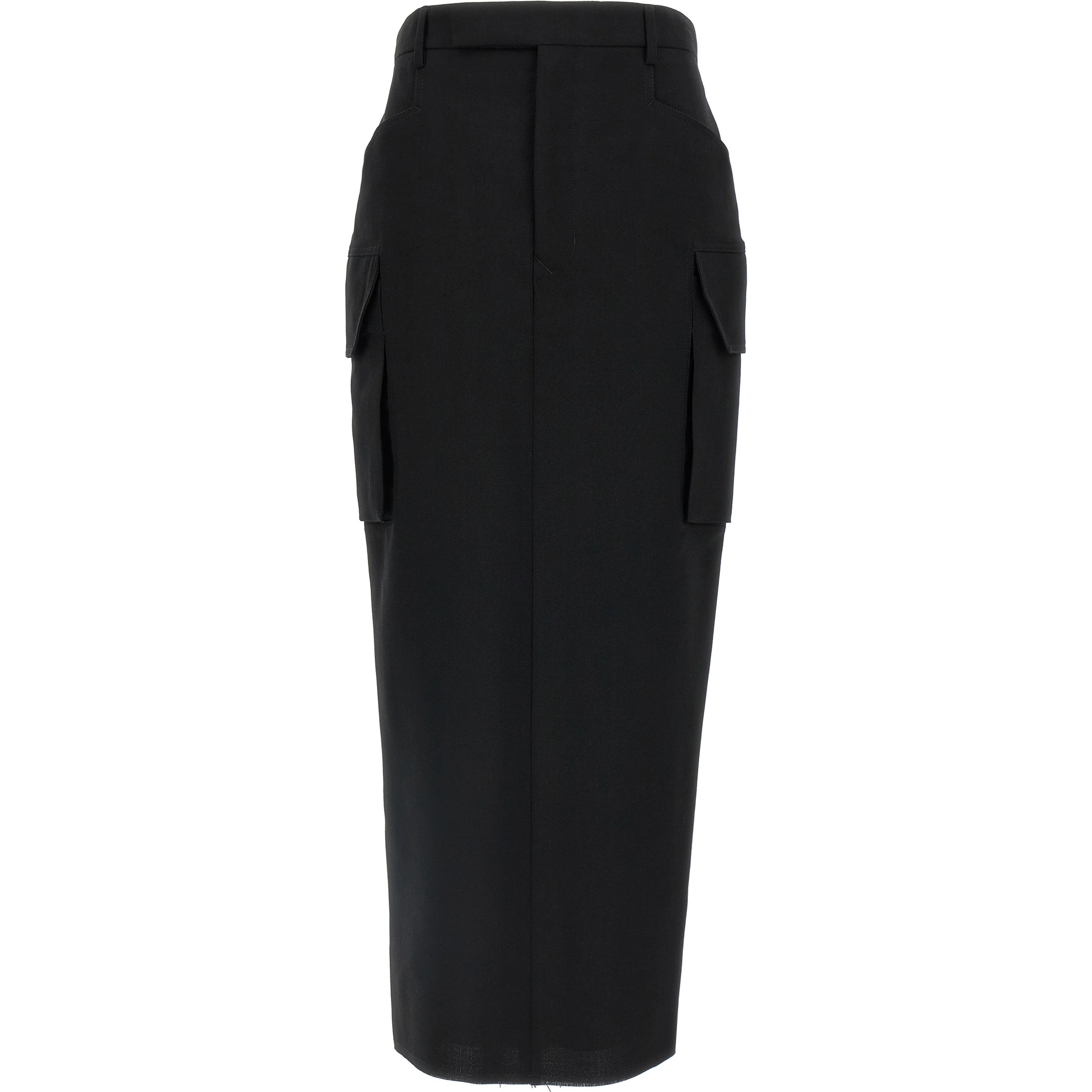 Black Wool Midi Skirt
