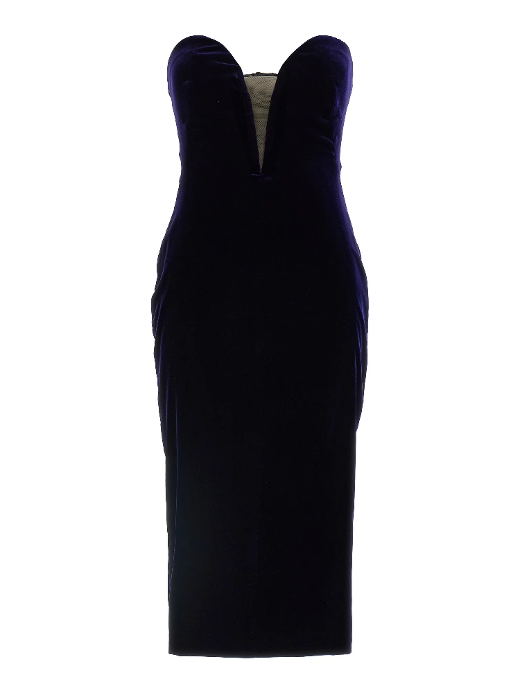 Blue Viscose Midi Dress