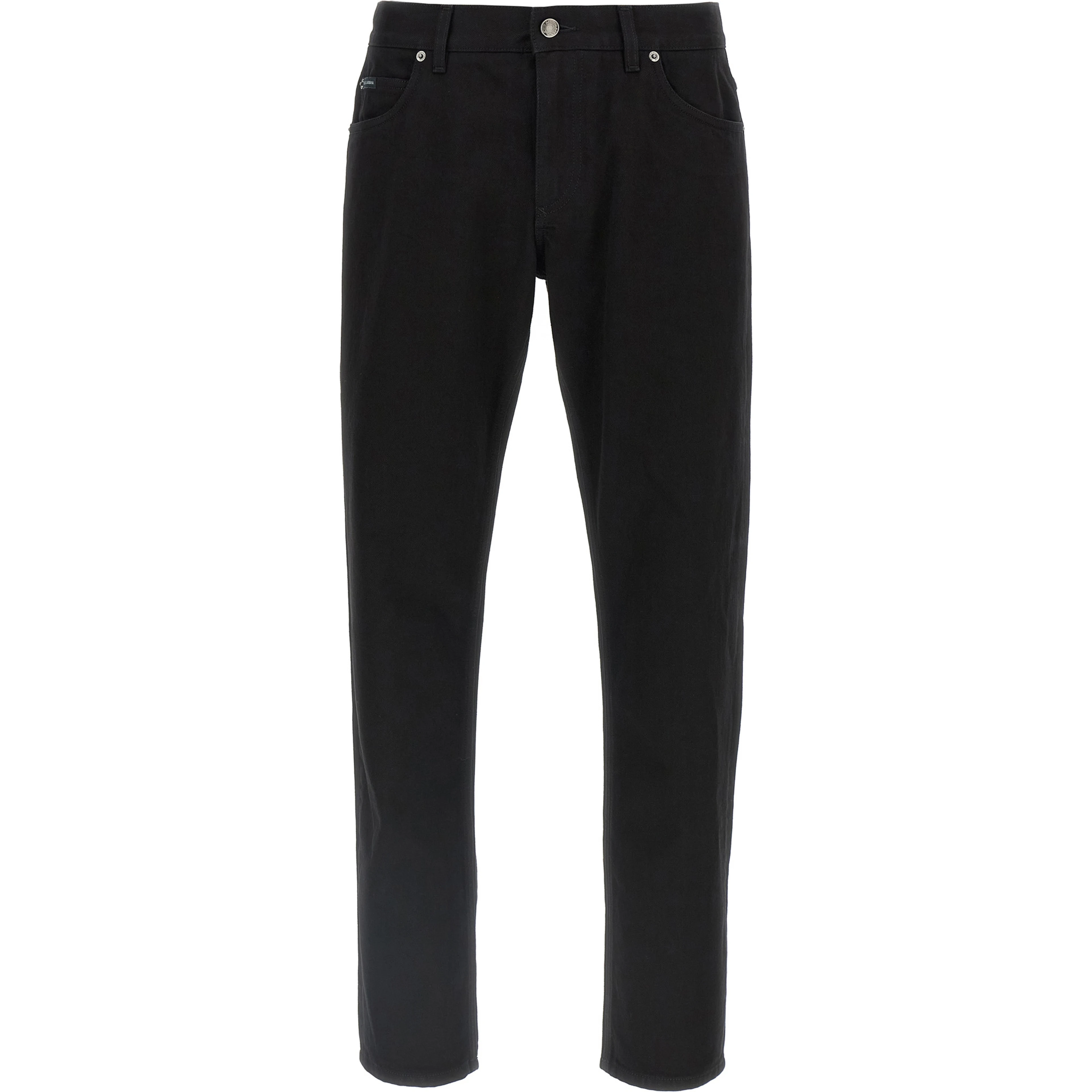 Black Cotton Straight-Leg Jeans