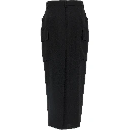 Black Wool Midi Skirt