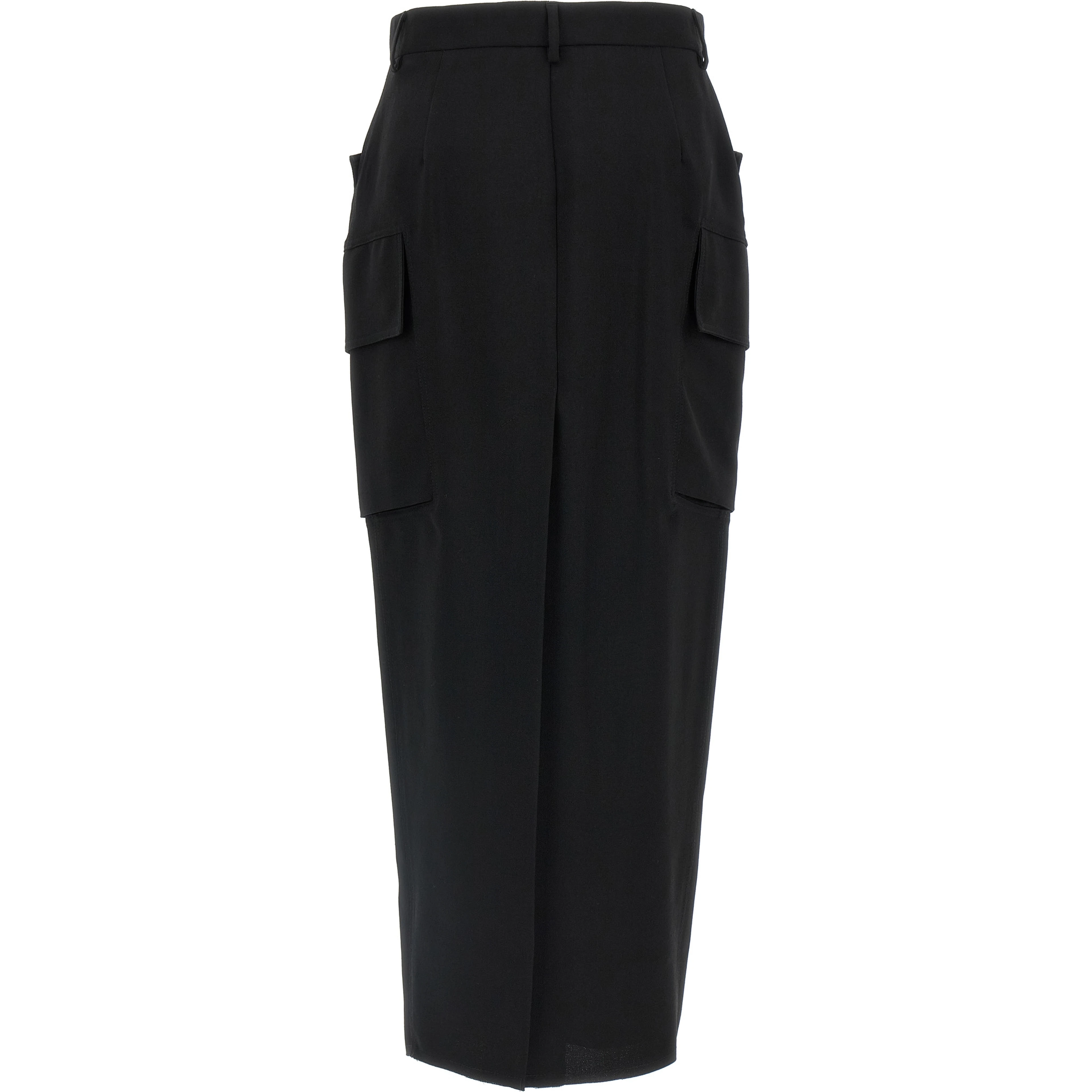 Black Wool Midi Skirt
