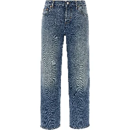 Blue Cotton Straight-Leg Jeans