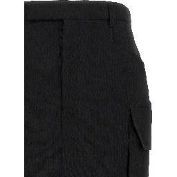 Black Wool Midi Skirt