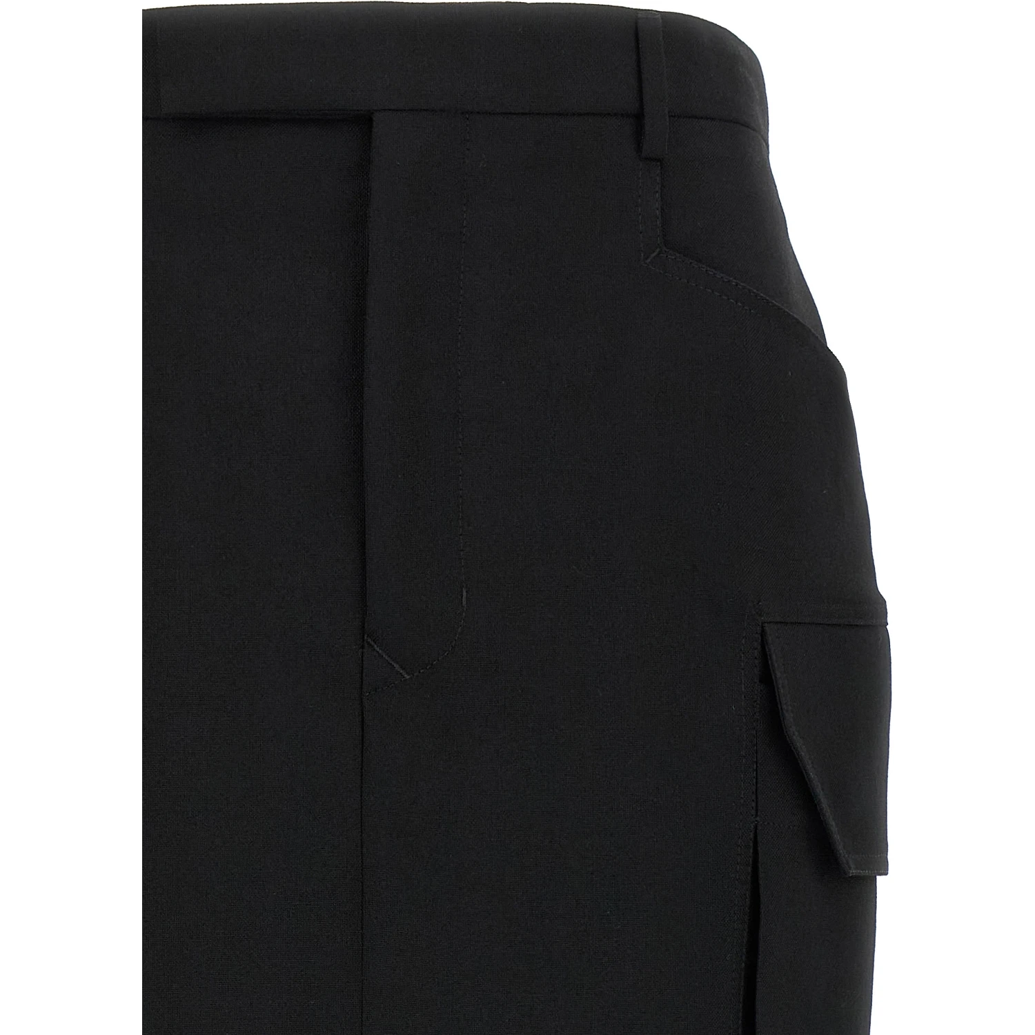Black Wool Midi Skirt