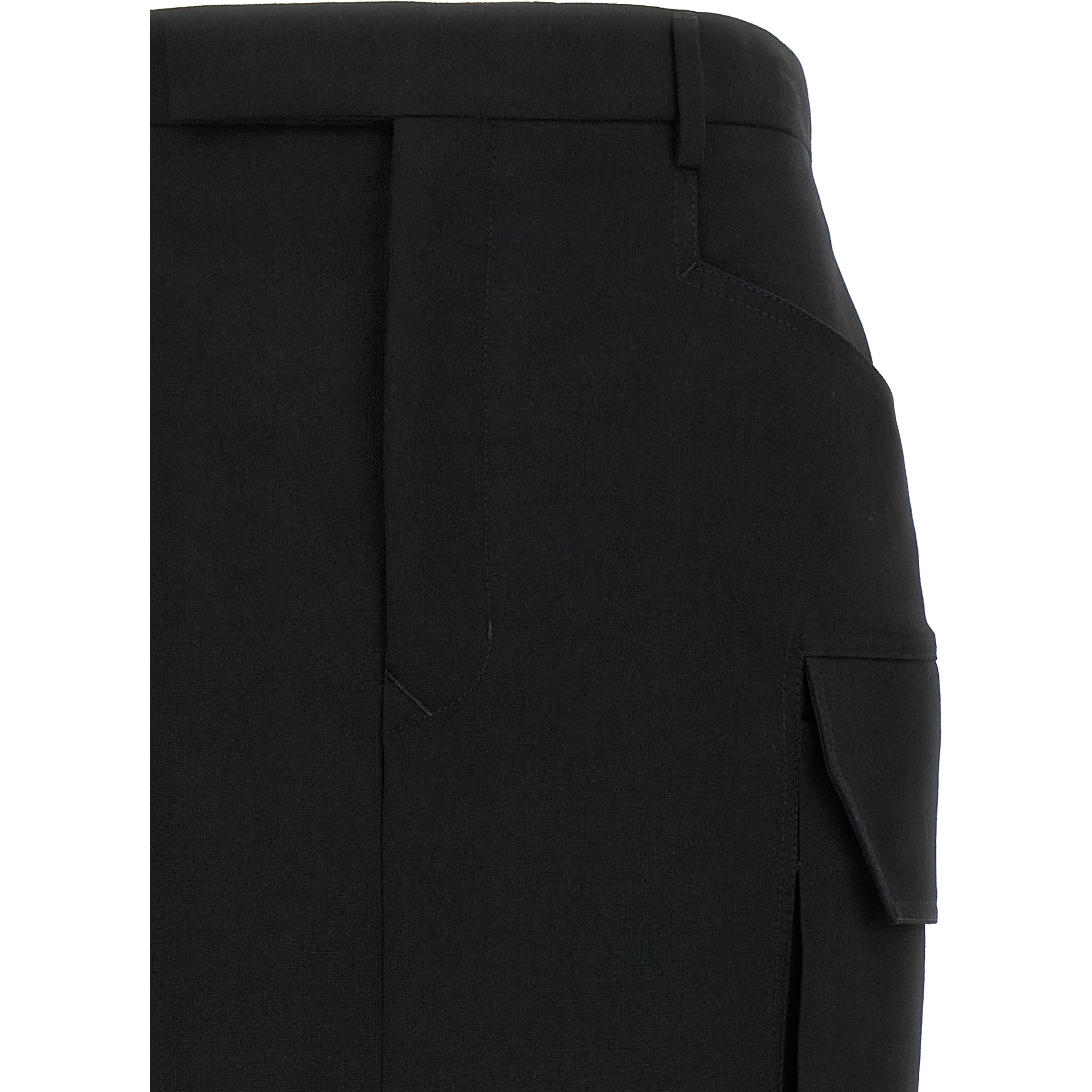 Black Wool Midi Skirt