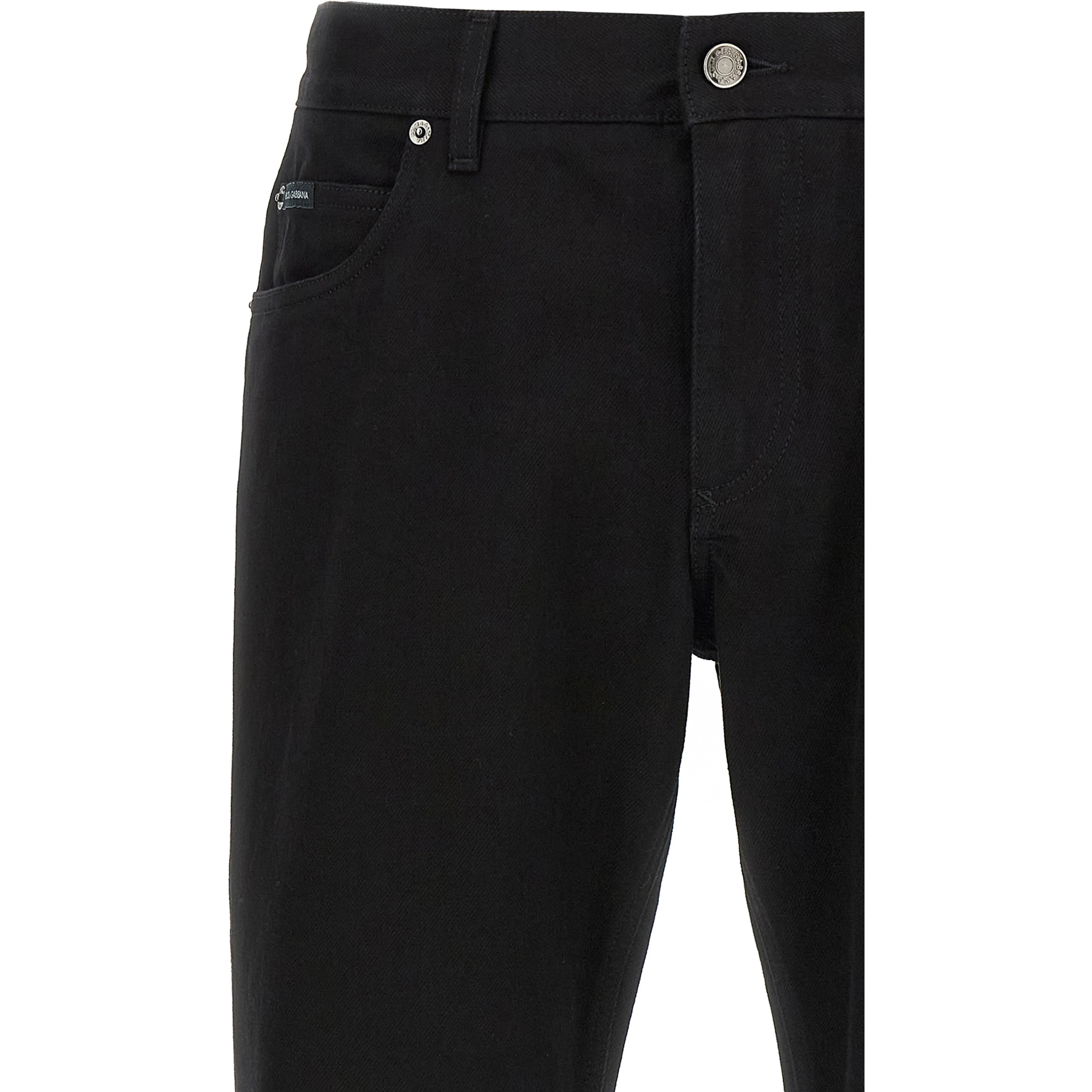Black Cotton Straight-Leg Jeans
