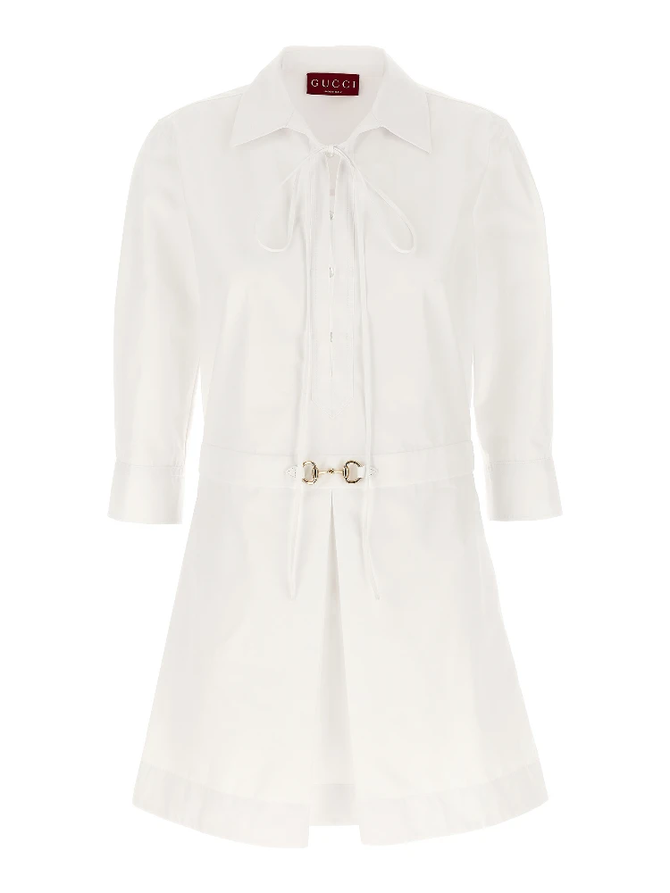 White Cotton Short Dress