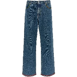 Blue Polyamide Straight-Leg Jeans