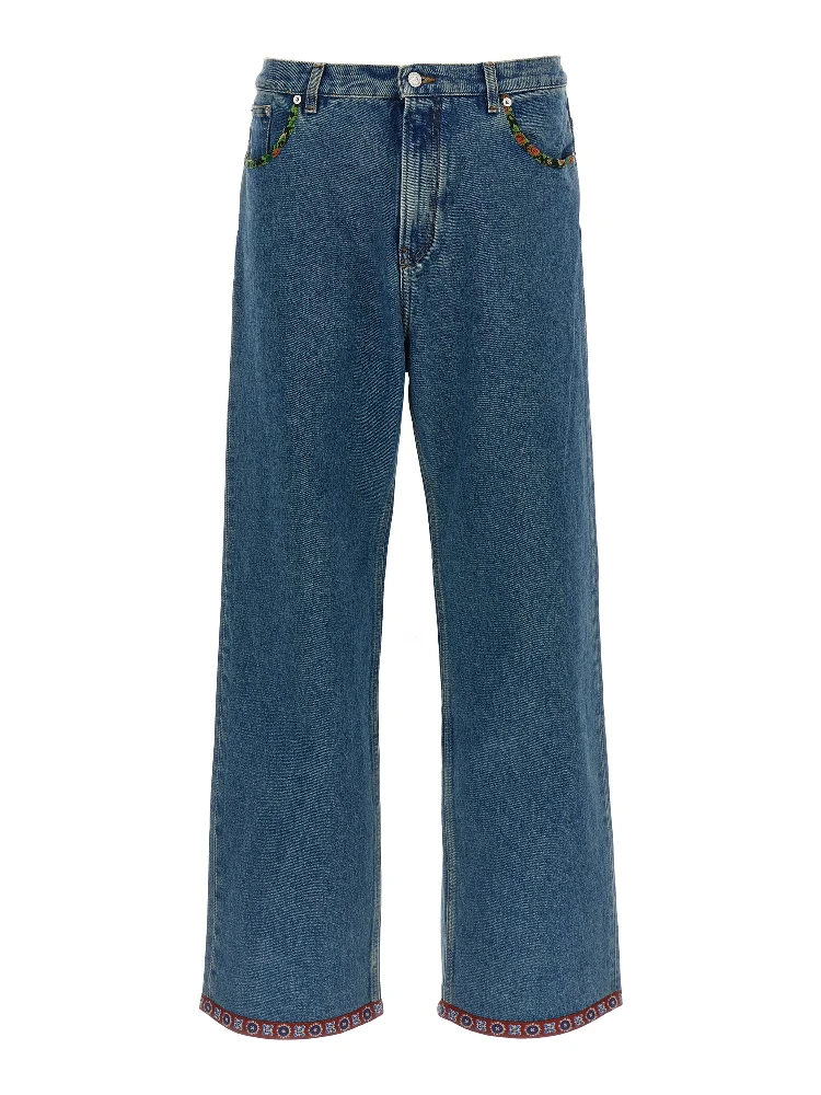 Blue Polyamide Straight-Leg Jeans