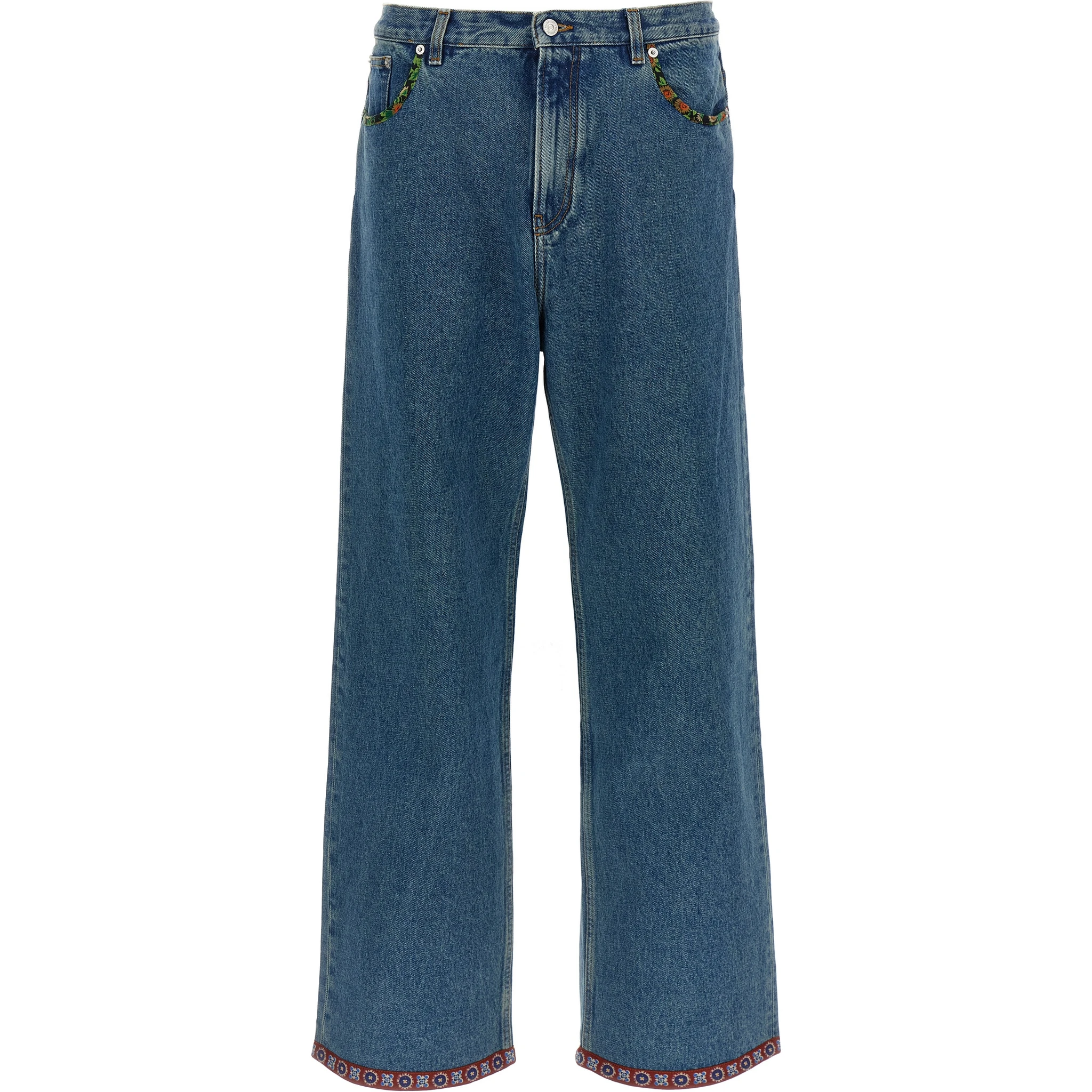 Blue Polyamide Straight-Leg Jeans