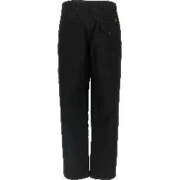 Black Cotton Casual Pants