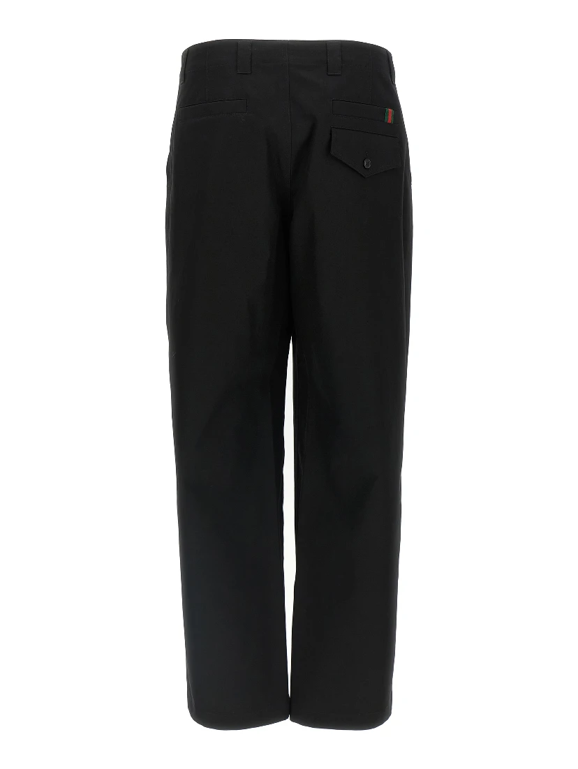 Black Cotton Casual Pants
