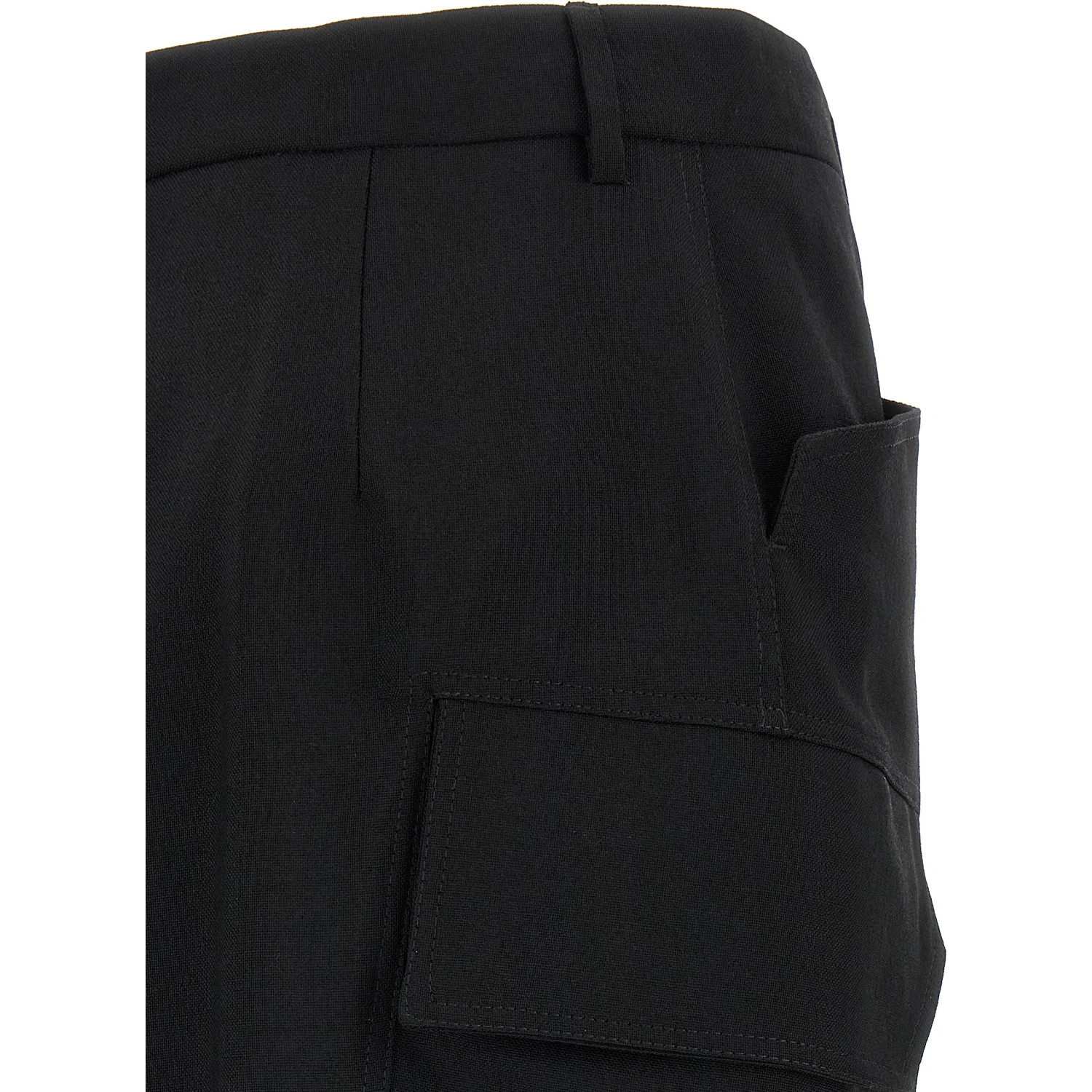 Black Wool Midi Skirt