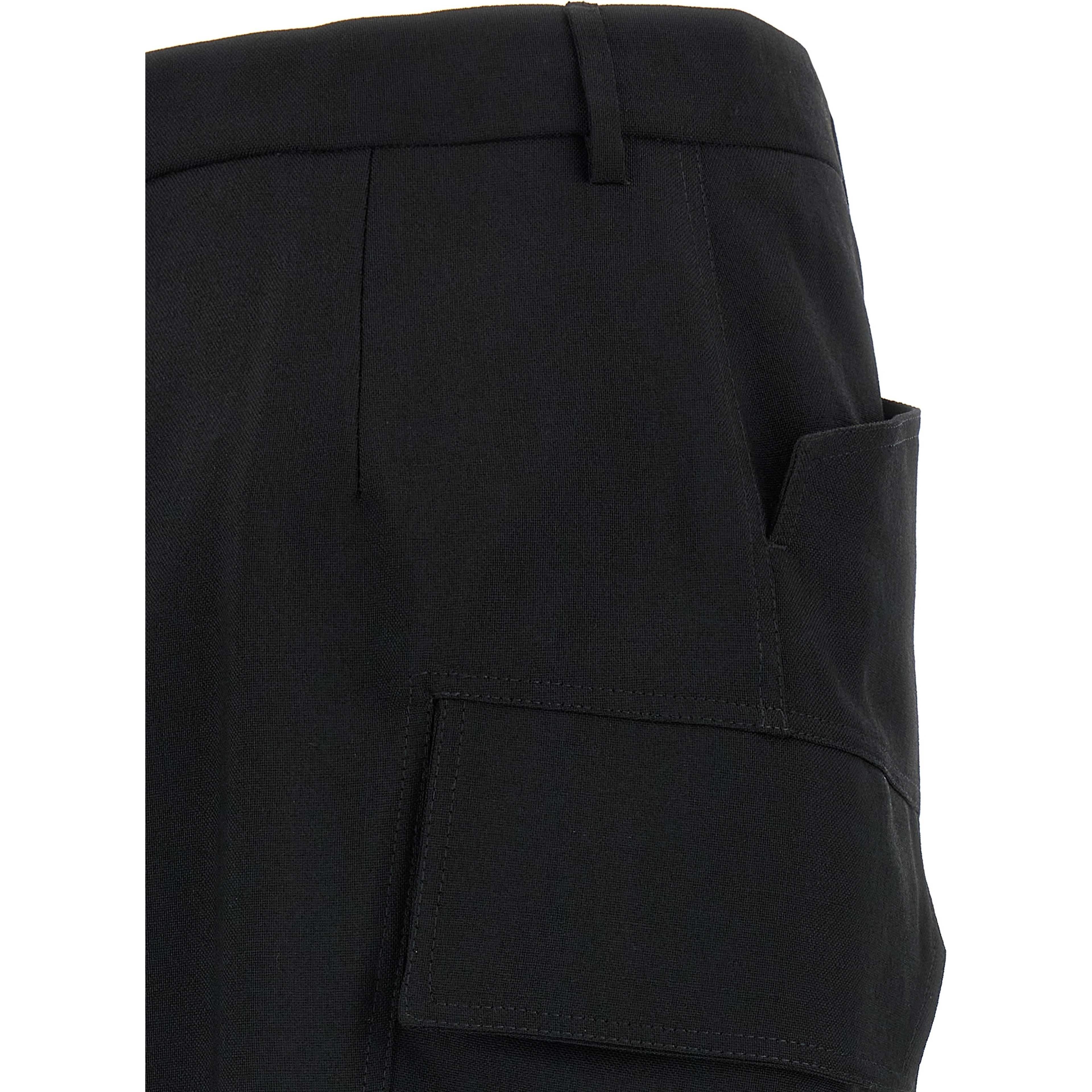 Black Wool Midi Skirt