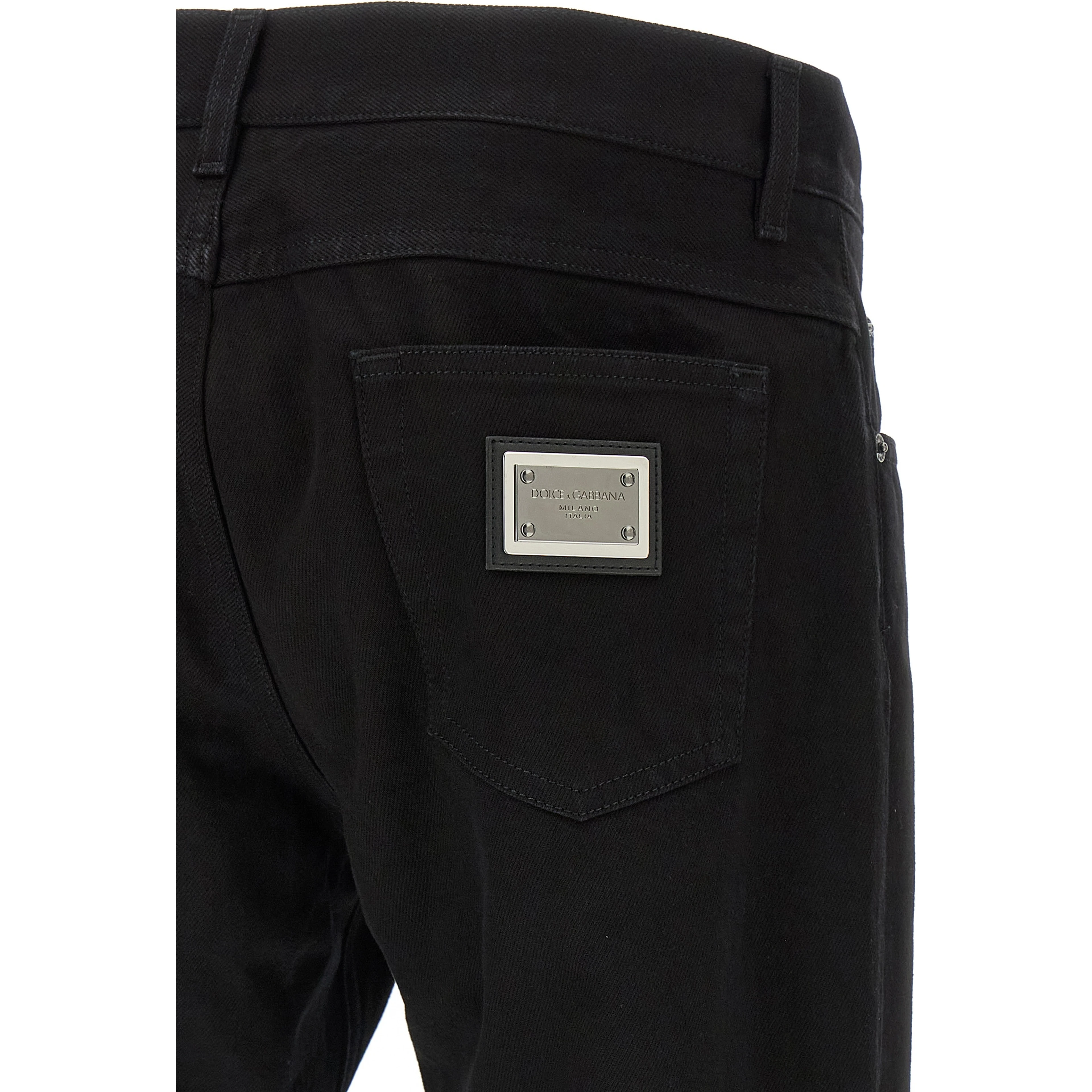 Black Cotton Straight-Leg Jeans