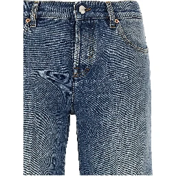 Blue Cotton Straight-Leg Jeans