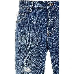 Blue Cotton Straight-Leg Jeans
