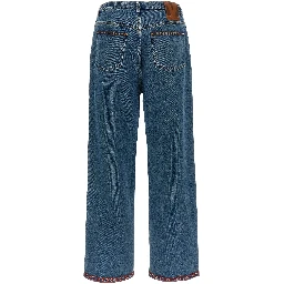 Blue Polyamide Straight-Leg Jeans