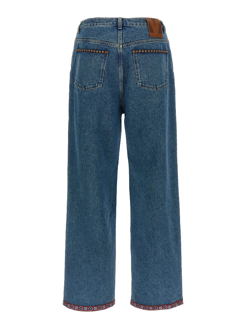 Blue Polyamide Straight-Leg Jeans