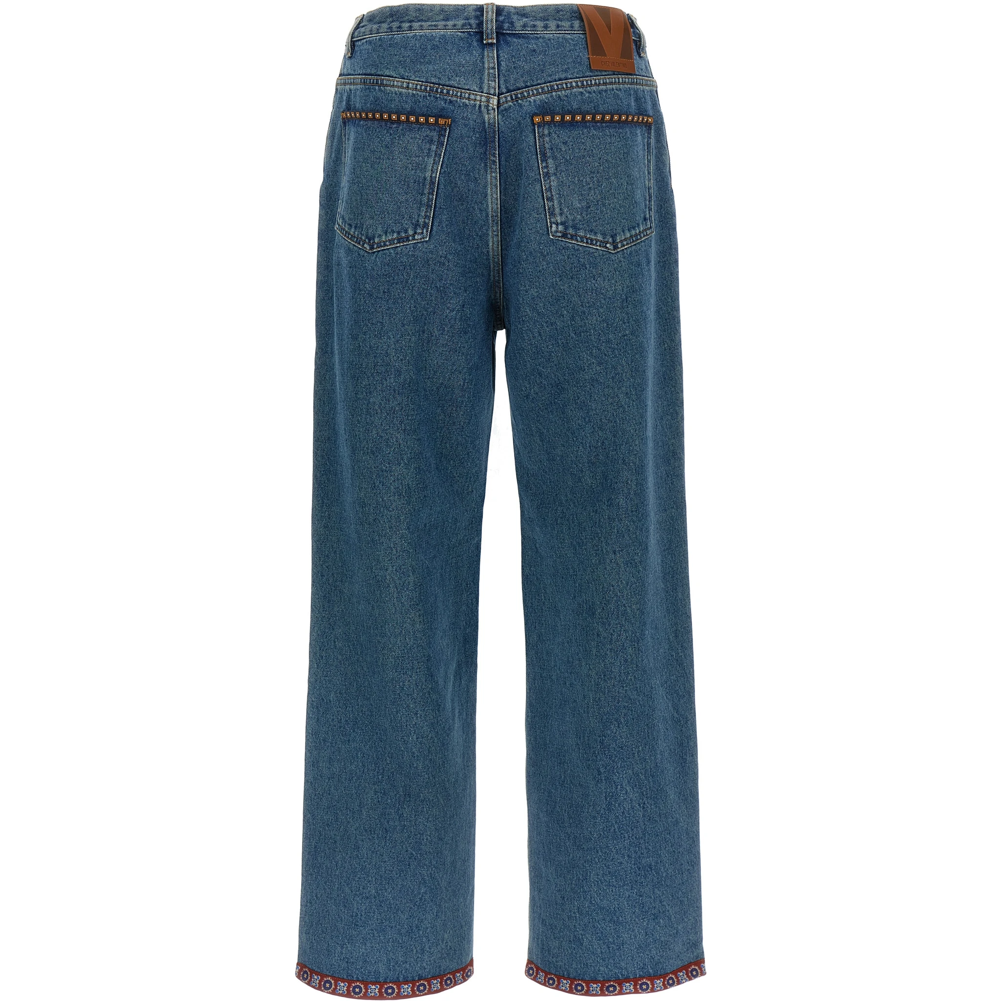 Blue Polyamide Straight-Leg Jeans