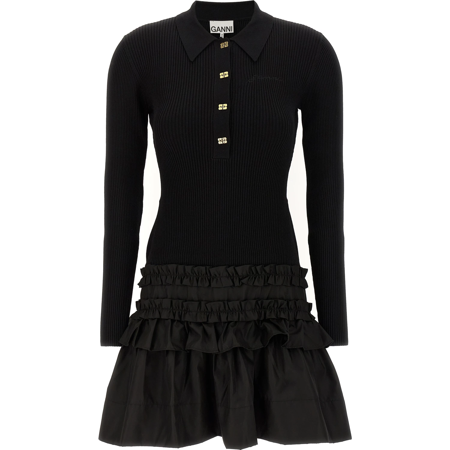 Black Viscose Short Dress