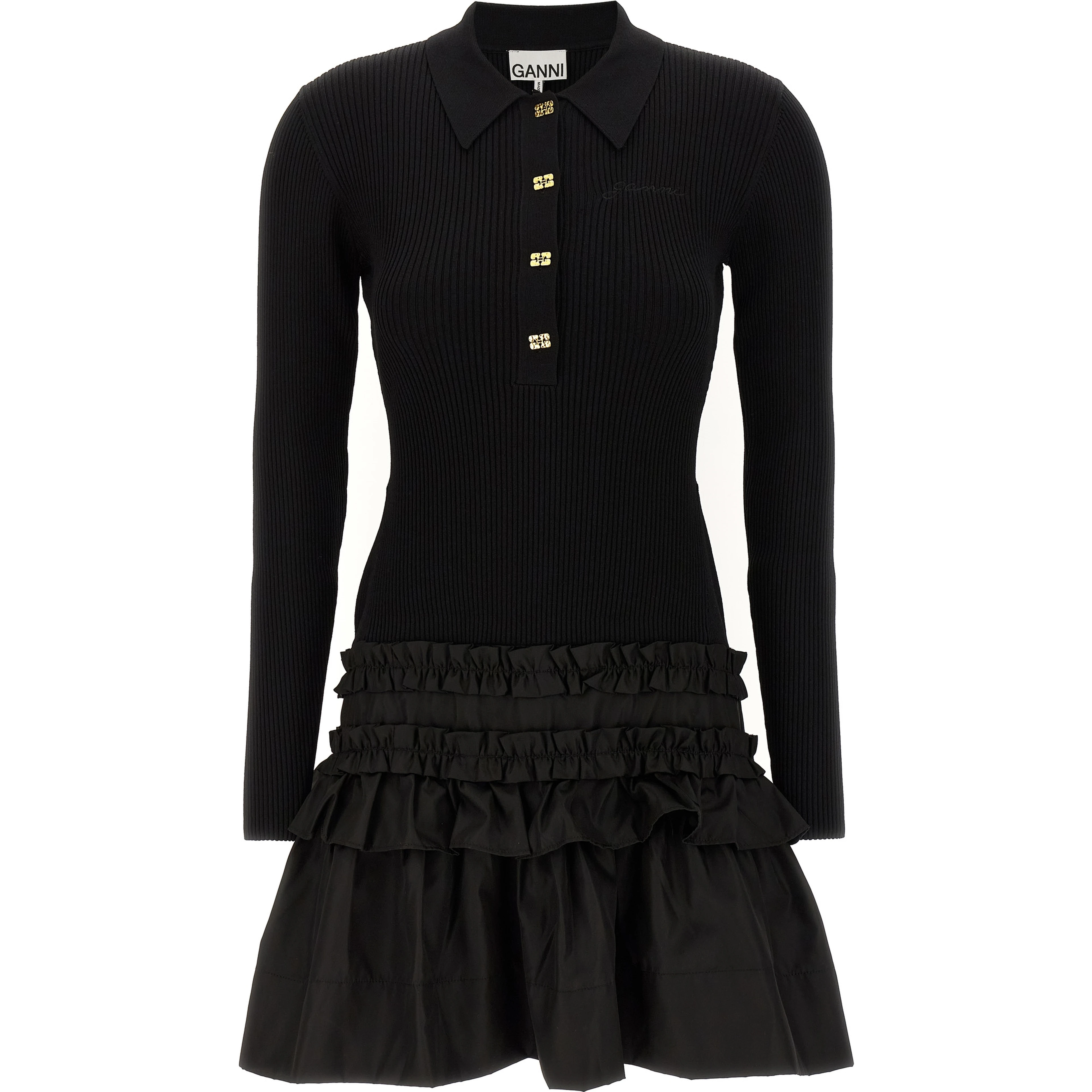 Black Viscose Short Dress