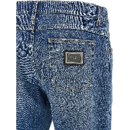 Blue Cotton Straight-Leg Jeans