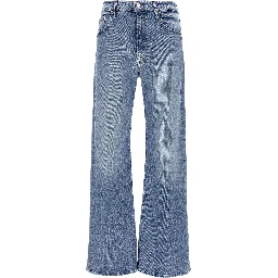 Blue Cotton High-Waisted Jean