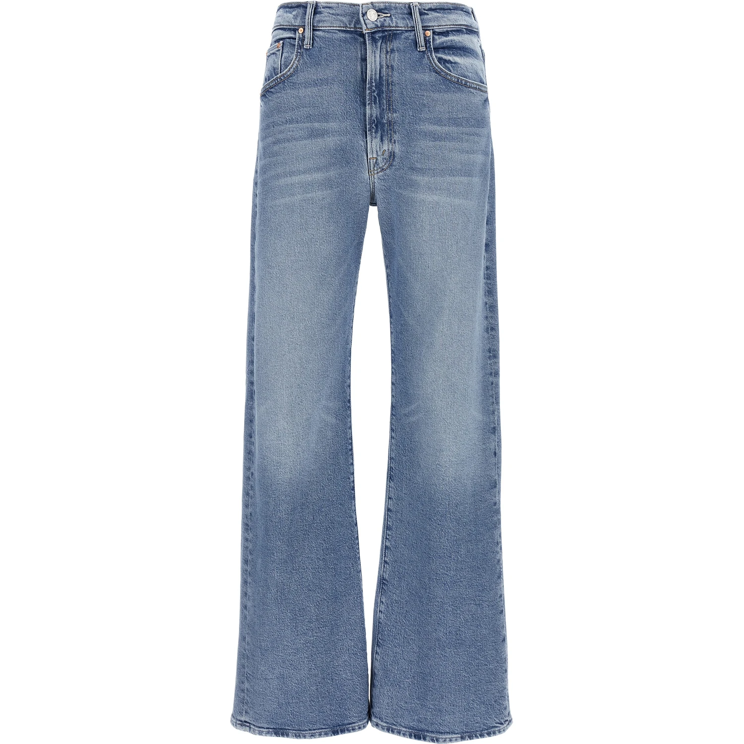 Blue Cotton High-Waisted Jean