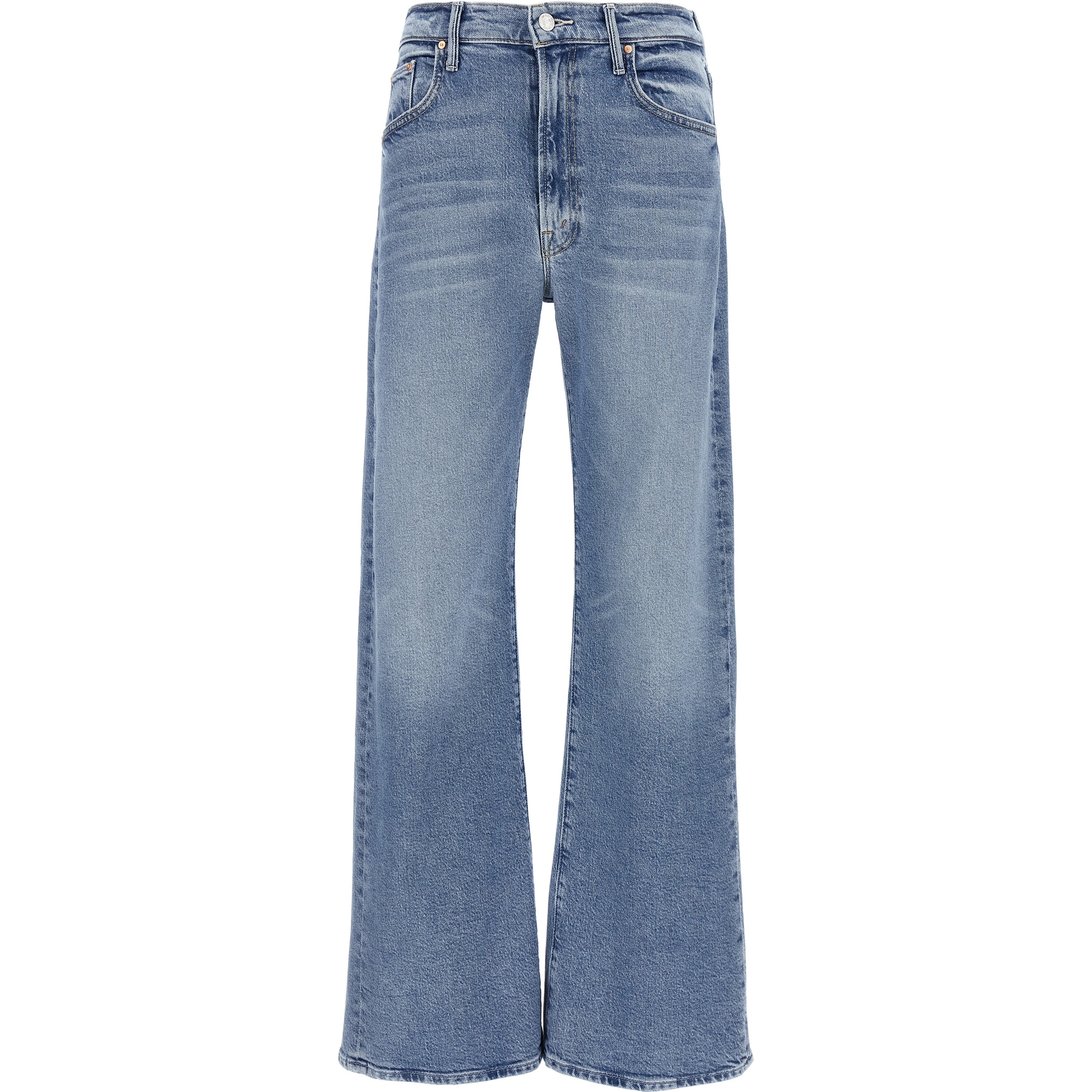 Blue Cotton High-Waisted Jean